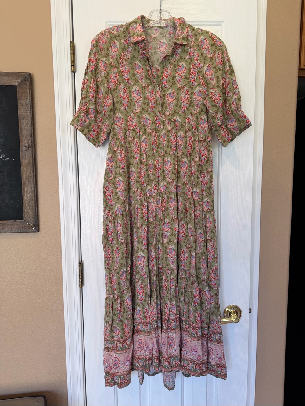 Natural Life Long Maxi Floral Cottage Core Dress XS Prairie Feminine Short Sleev